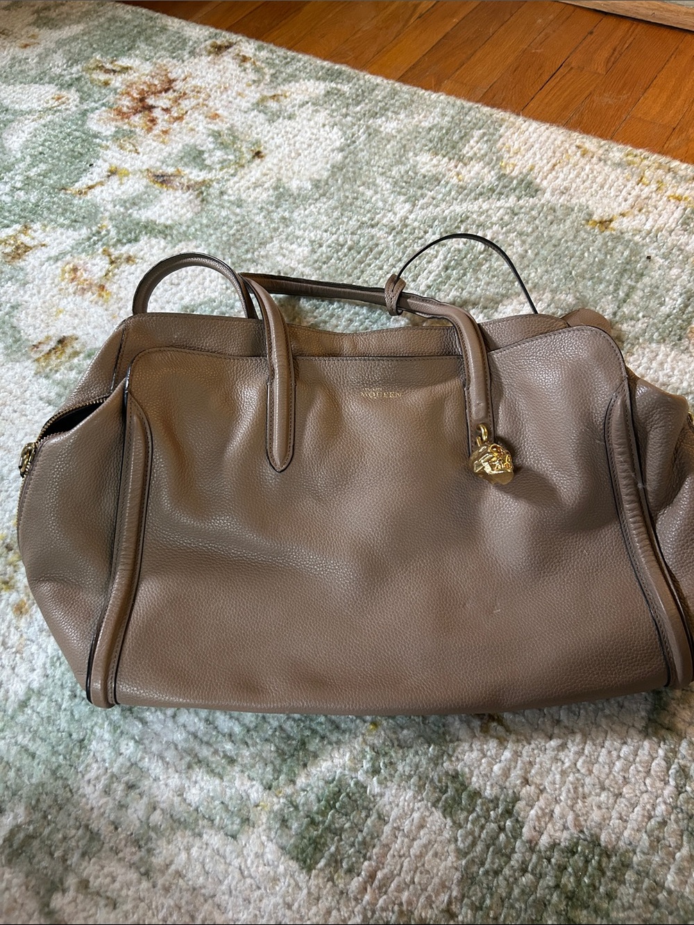 Alexander McQueen- Taupe Leather Satchel Handbag